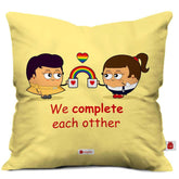 Lesbian Couple Illustration Beige Cushion Cover